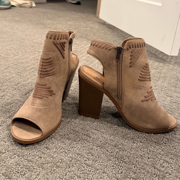 7 Taupe Peep Toe Bootie - Picture 5 of 13